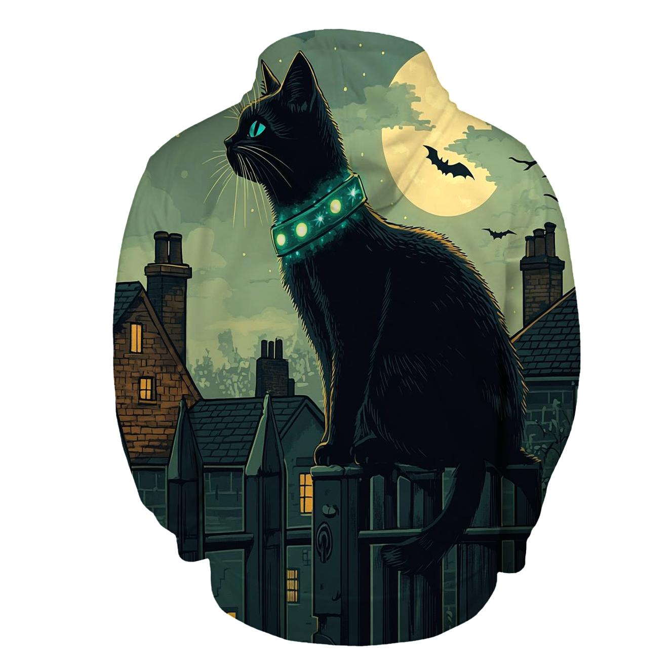 Wandering Black Cat With Haunted Collar hoodie designs