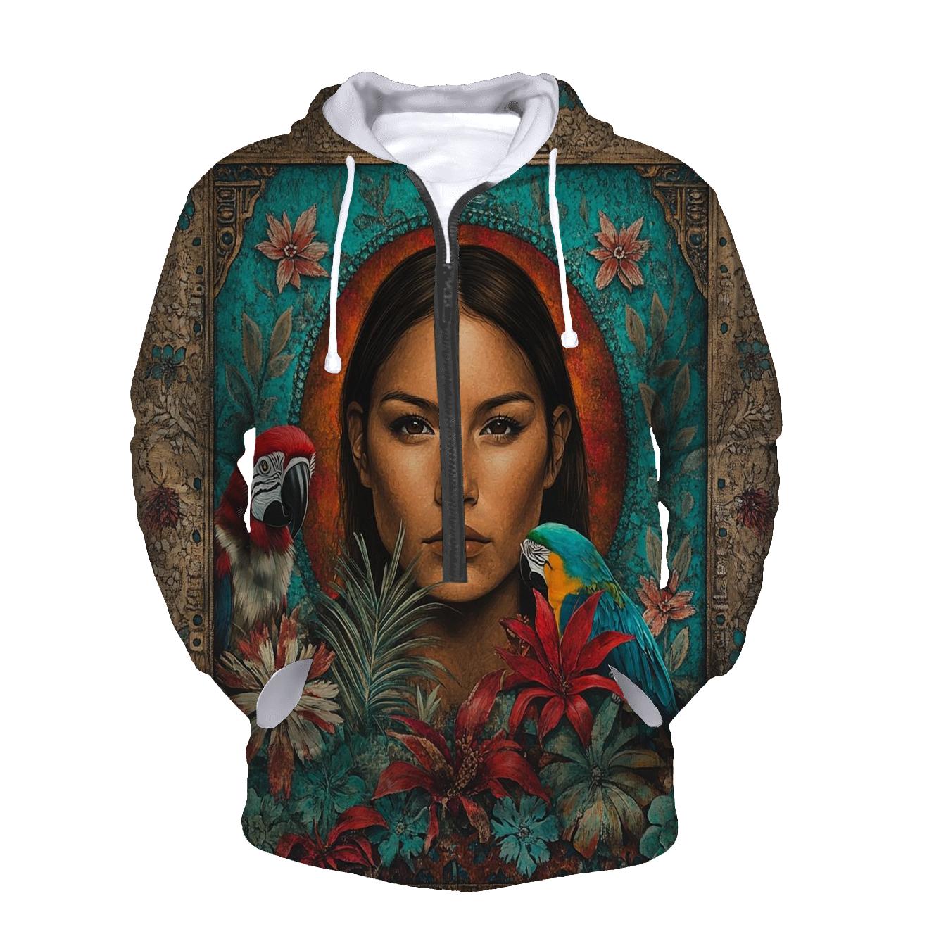 Frida Kahlo Inspired Self Portrait With Animals pullover hoodies