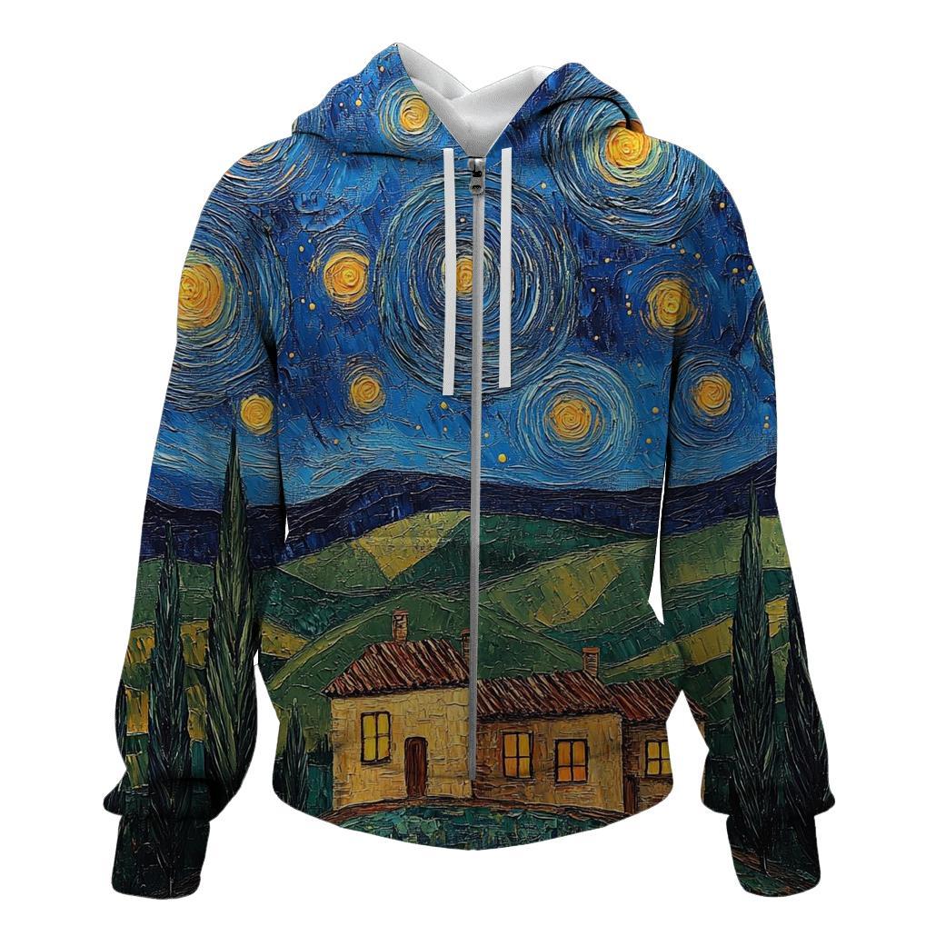Van Gogh Inspired Starry Countryside heavyweight hoodies