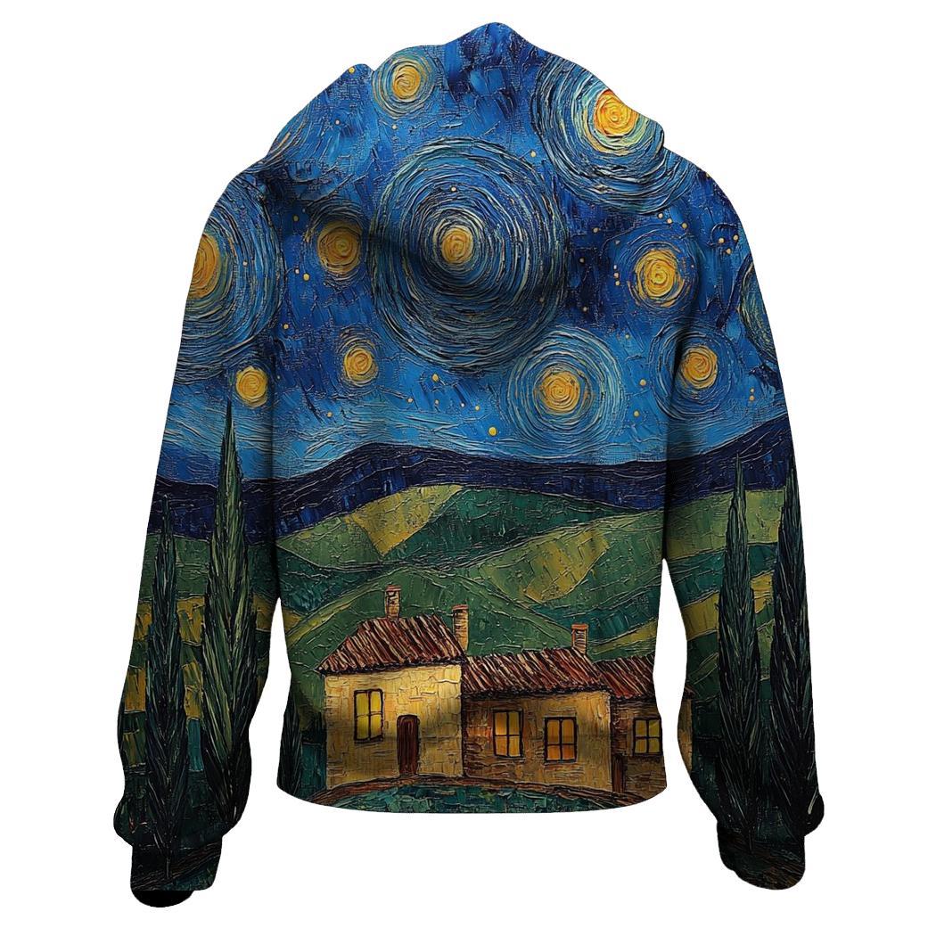 Van Gogh Inspired Starry Countryside heavyweight hoodies