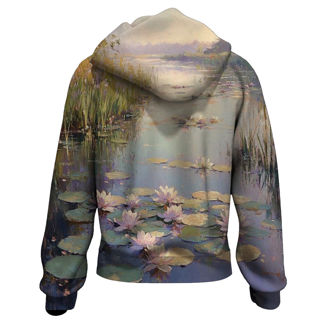 Monet Inspired Water Lilies At Dawn lightweight hoodies