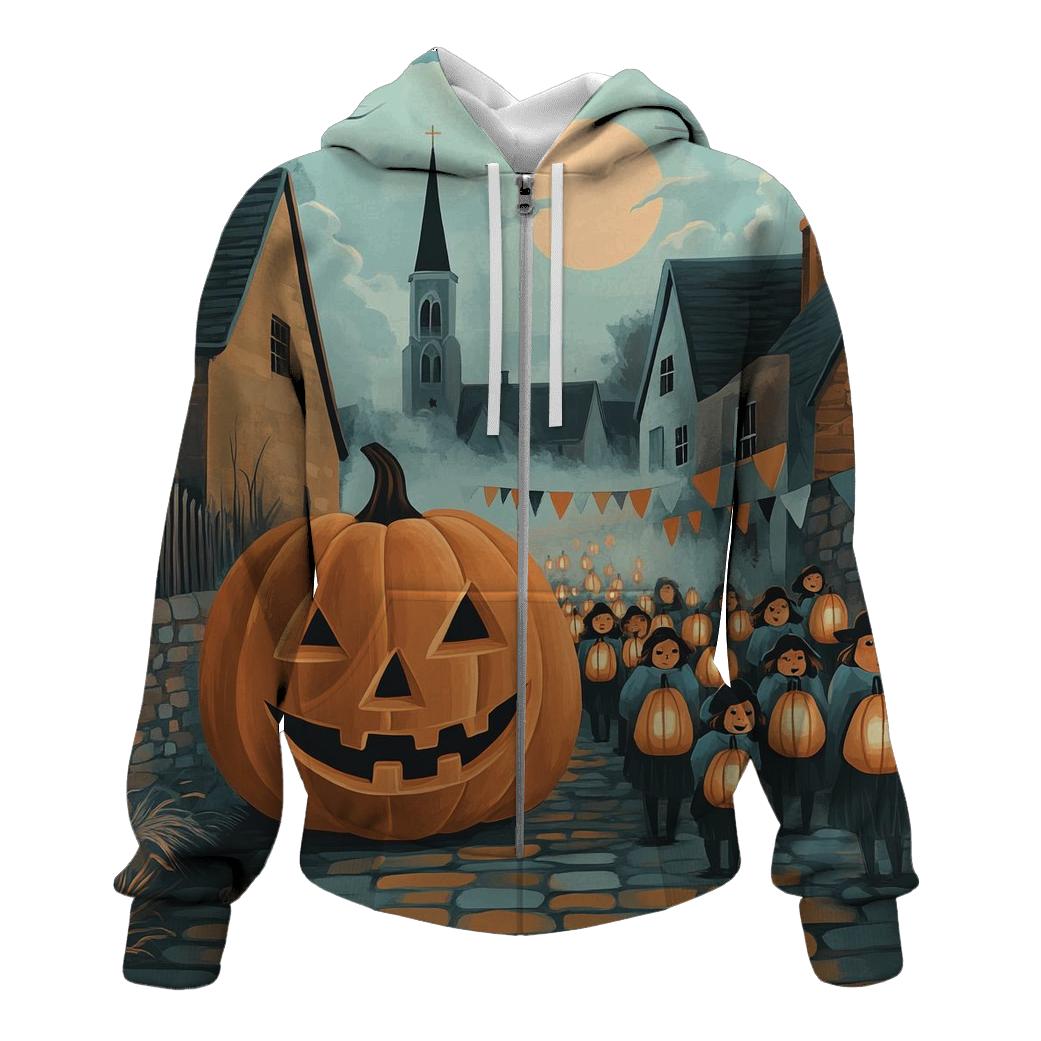 Haunted Pumpkin Lantern Procession premium hoodies