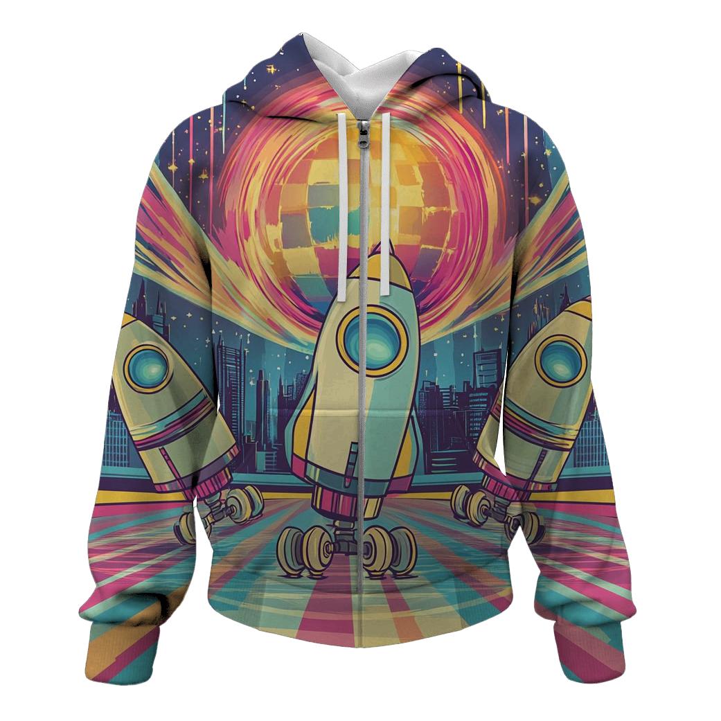 Retro Rocket Roller Rink embroidered hoodies