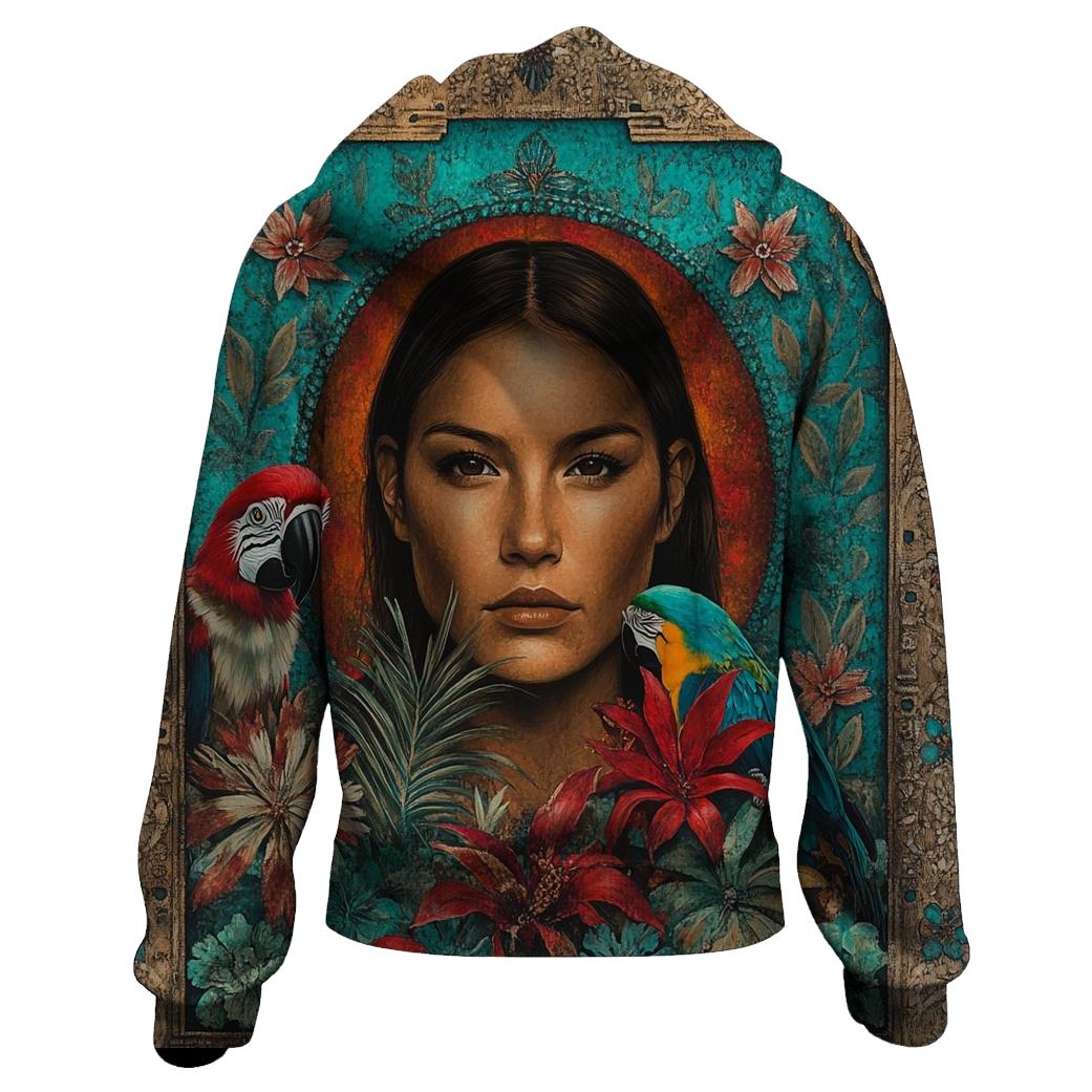 Frida Kahlo Inspired Self Portrait With Animals heavyweight hoodies