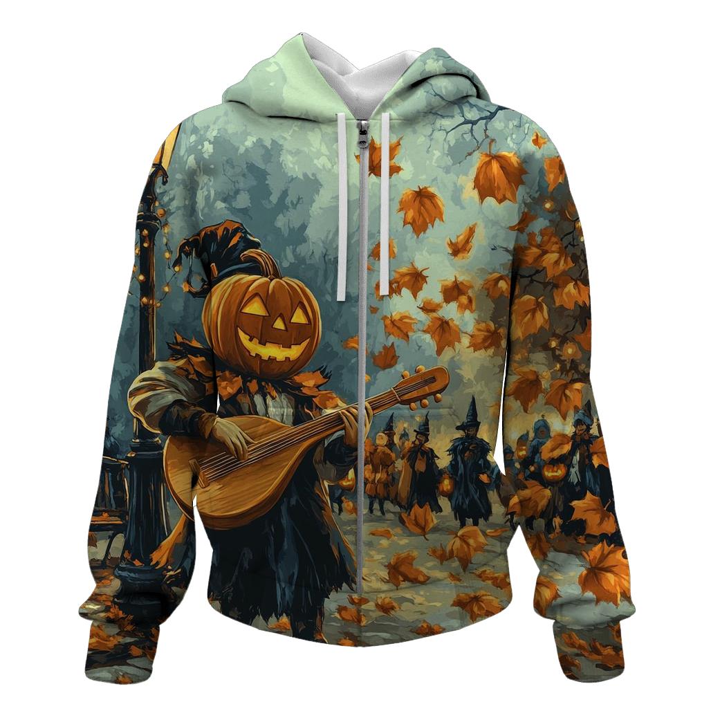 Jack O Lantern Street Musician Halloween designer hoodies