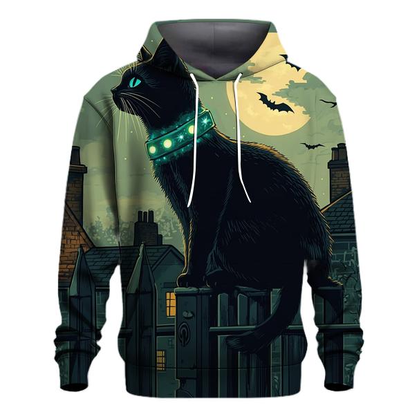Wandering Black Cat With Haunted Collar designer hoodies