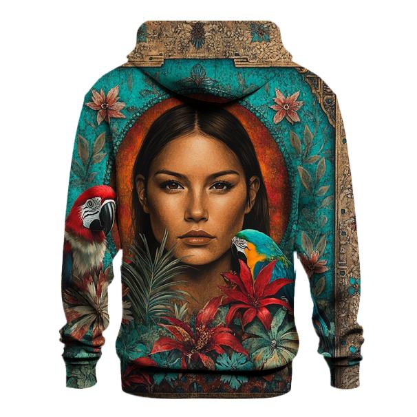 Frida Kahlo Inspired Self Portrait With Animals graphic hoodies