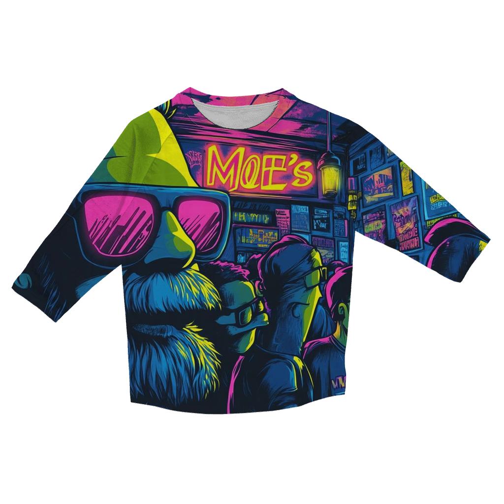 Moes Neon Nightmares printed three quarter sleeve shirts