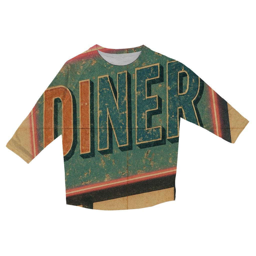 Faded Diner Neon Sign printed three quarter sleeve shirts