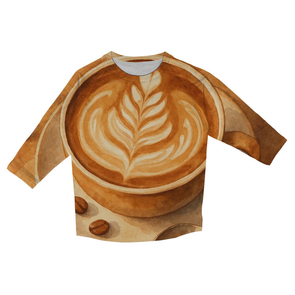 Latte Swirl Bloom fashion 3/4 sleeve shirts