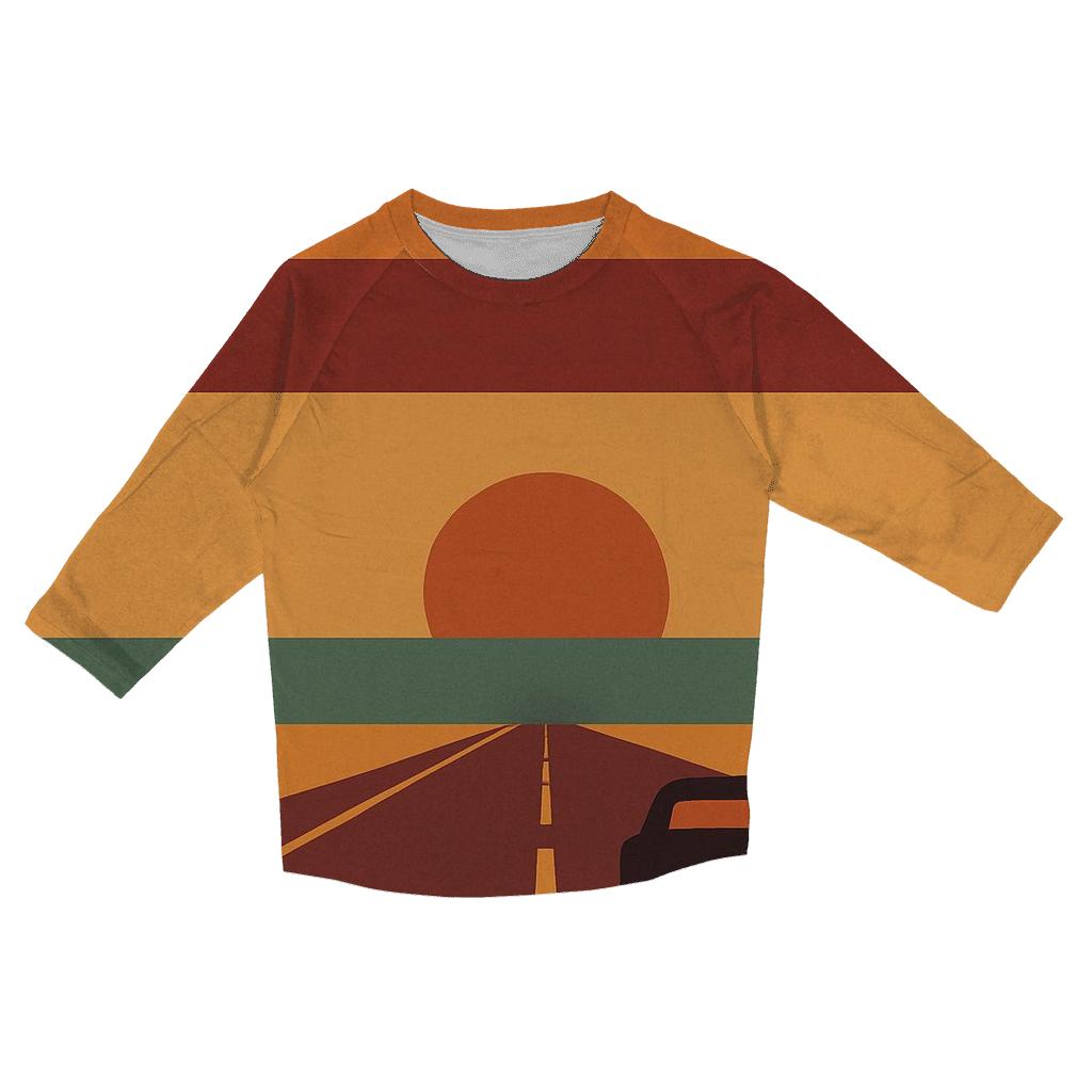 Retro Sunset Stripes fashion 3/4 sleeve shirts