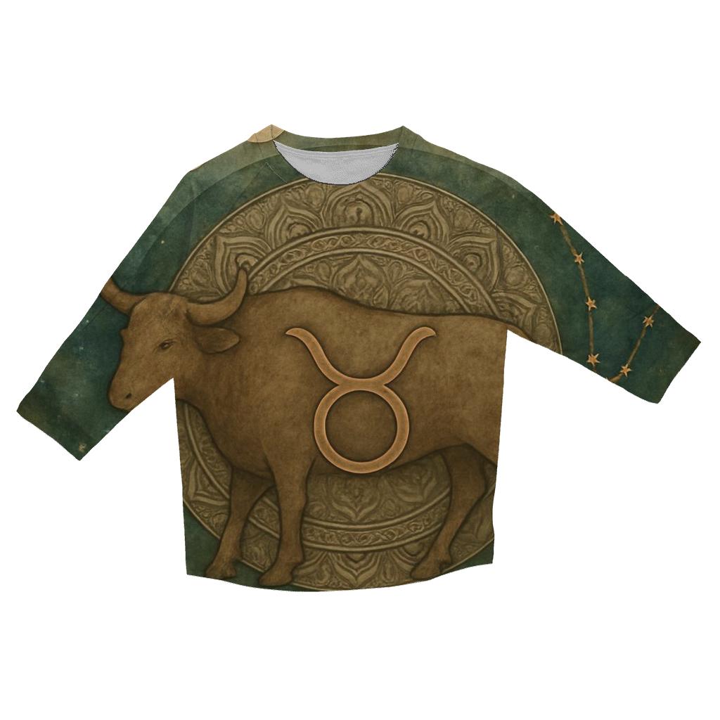 Mystic Taurus Bull Glyph Design casual three quarter sleeve shirts