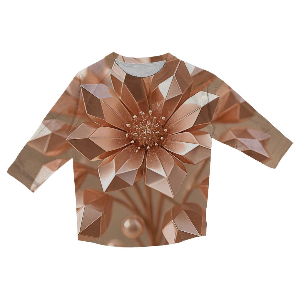 Rose Gold Facet Bloom designer 3/4 sleeve blouses
