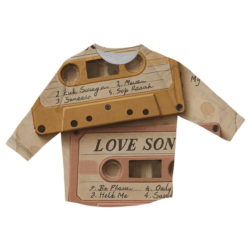 Retro Cassette Tape Collage casual three quarter sleeve shirts