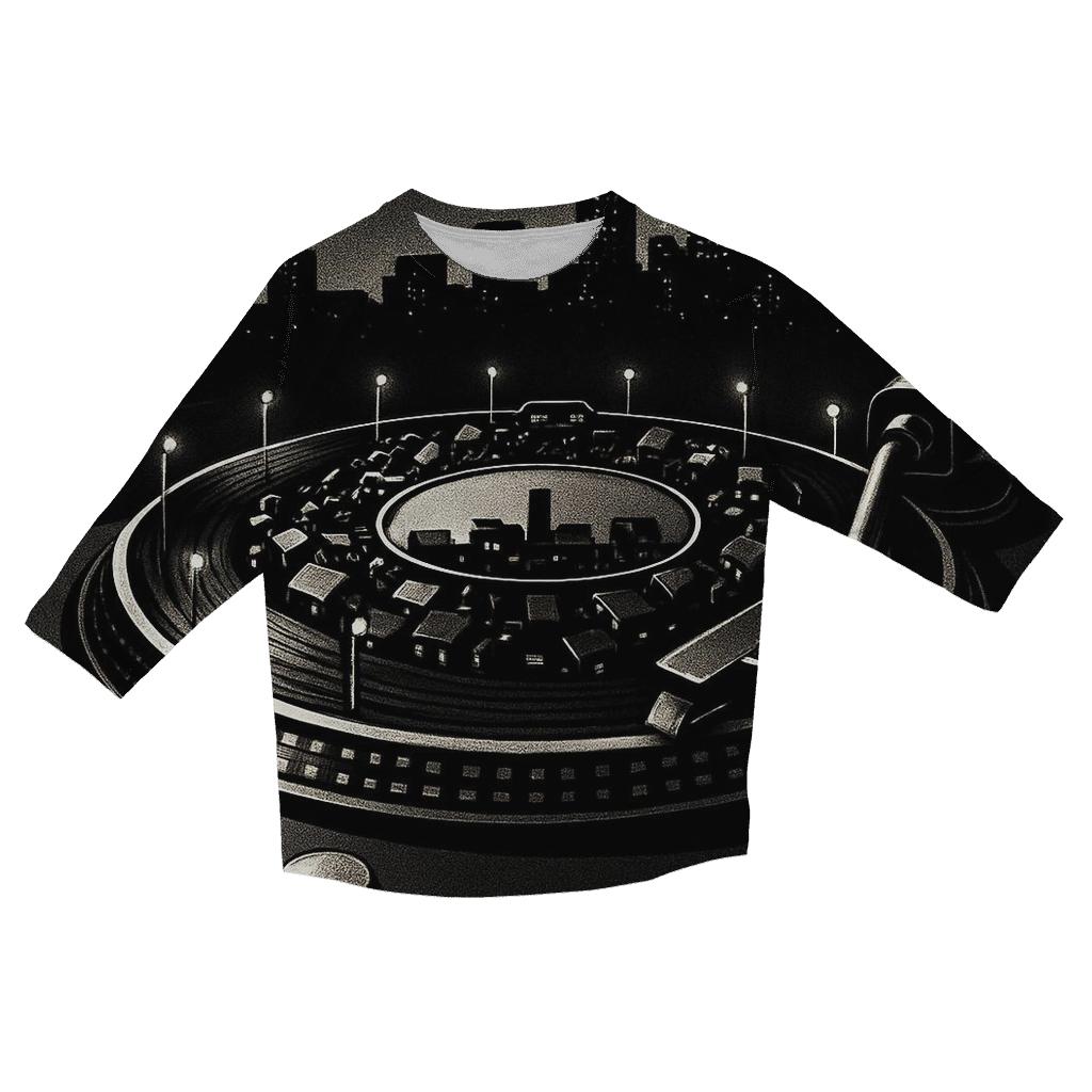 Turntable Cityscape stylish quarter sleeve tops
