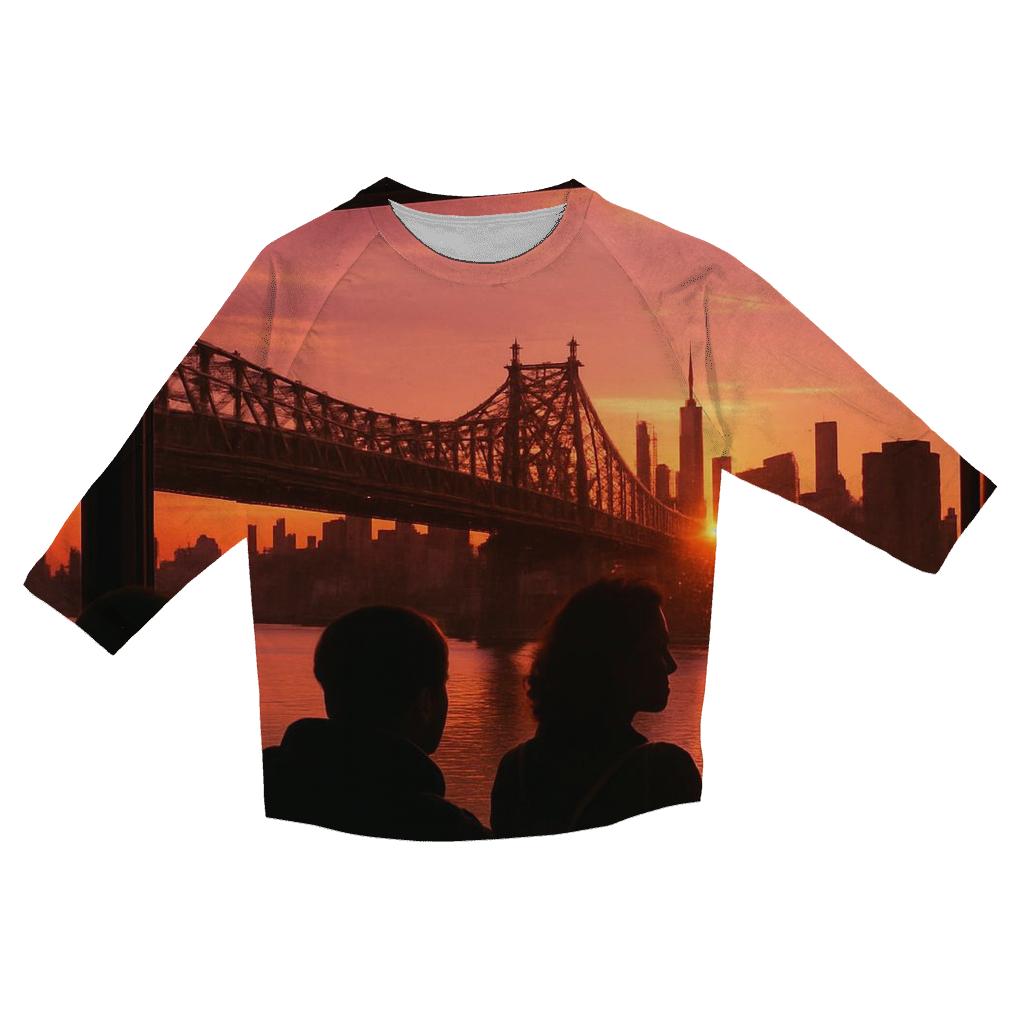 Sunset From Roosevelt Island Tram casual three quarter sleeve shirts