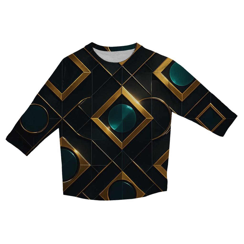 Disco Mirror Geometry fashion 3/4 sleeve shirts