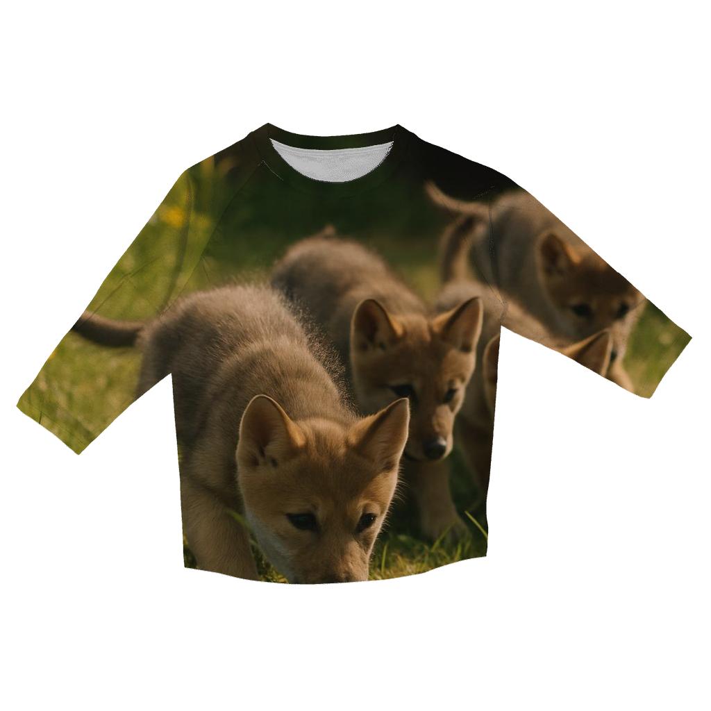 Pups Learning To Stalk designer 3/4 sleeve blouses