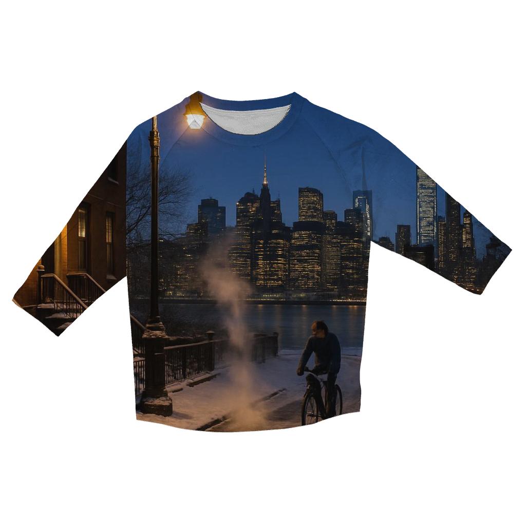 Winter Solstice Over Brooklyn Heights casual three quarter sleeve shirts