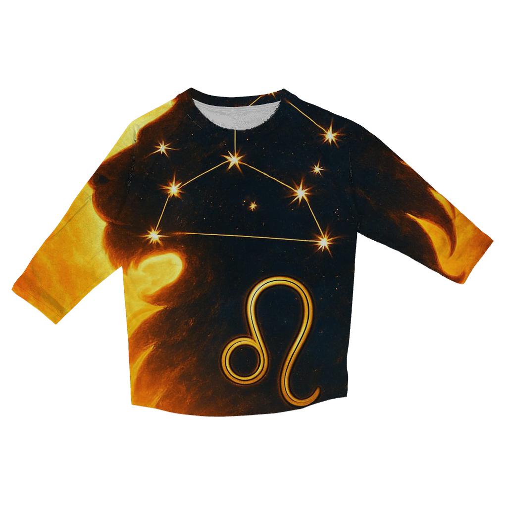 Leo Solar Flare Lion Artwork casual three quarter sleeve shirts