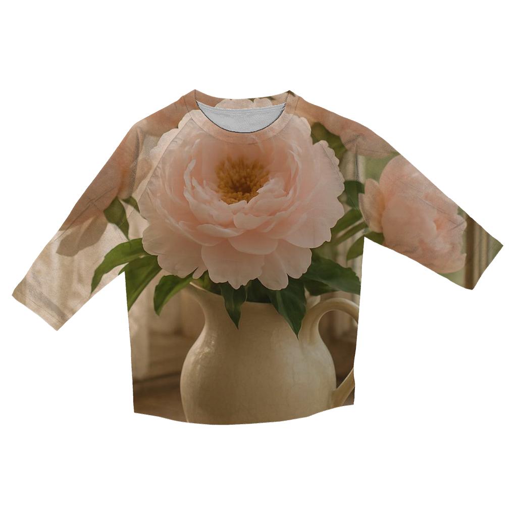 Heirloom Peony Vase Study cotton quarter sleeve shirts