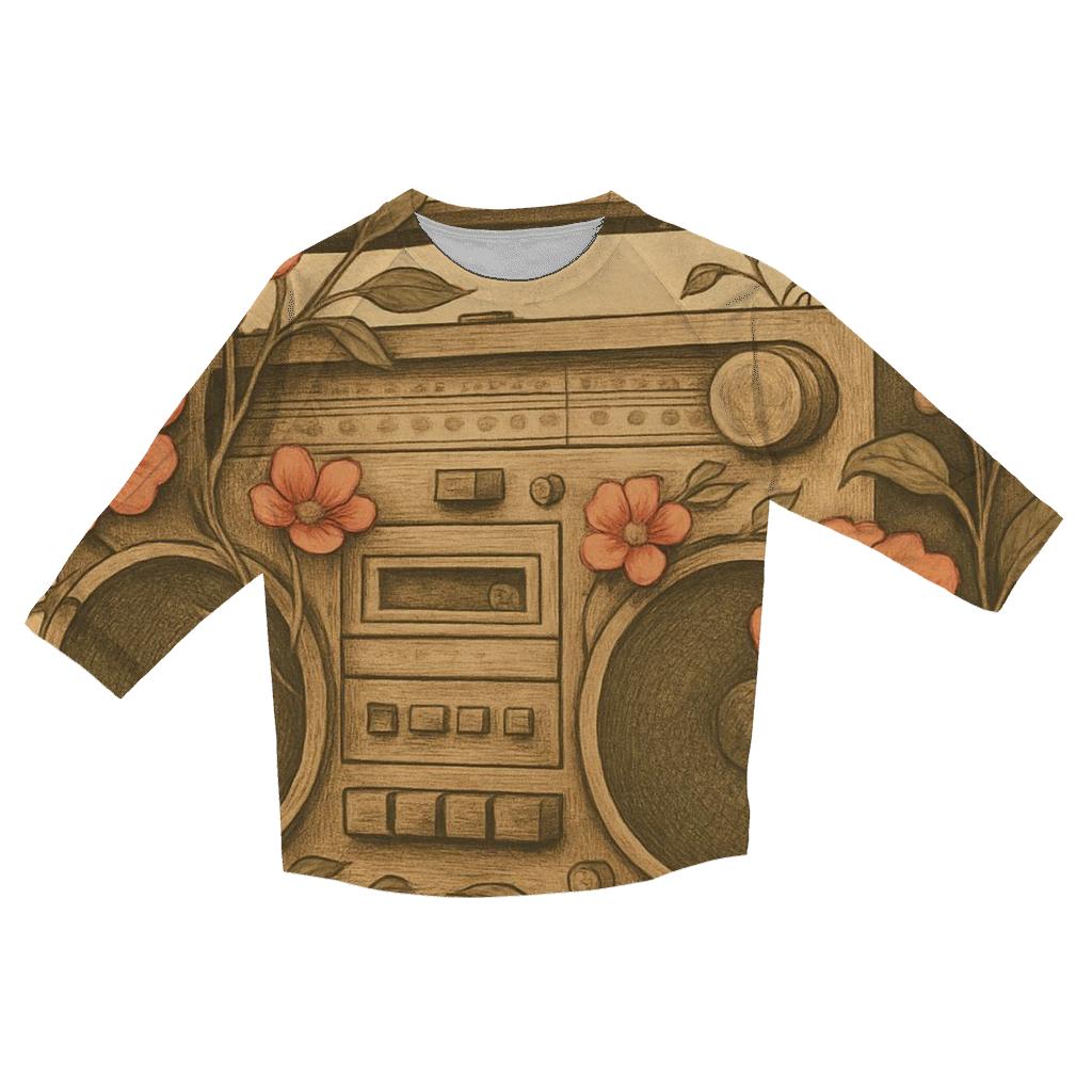 Boombox Floral Remix fashion 3/4 sleeve shirts