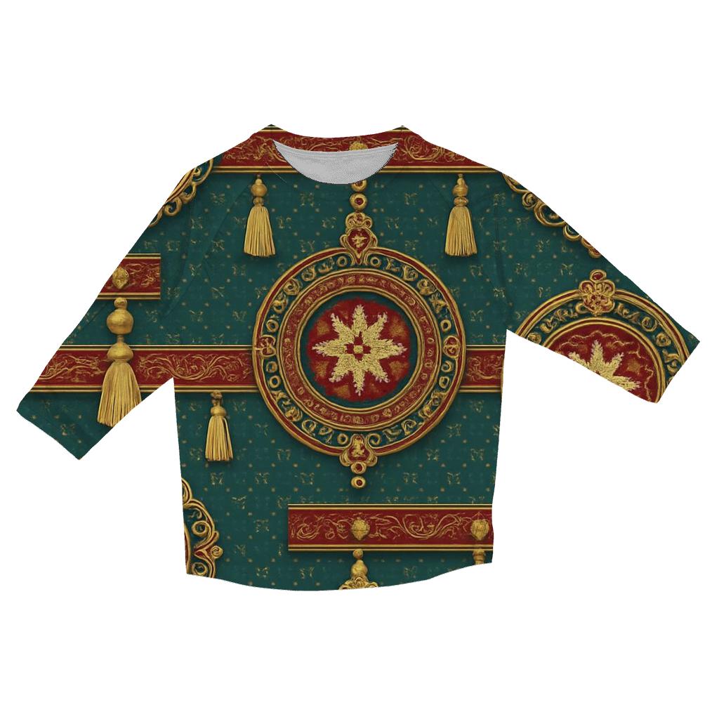Ornament Tapestry Medallion Design cotton quarter sleeve shirts