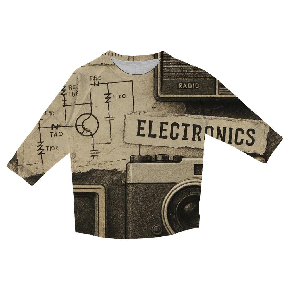 Vintage Tech Collage custom 3/4 sleeve shirts