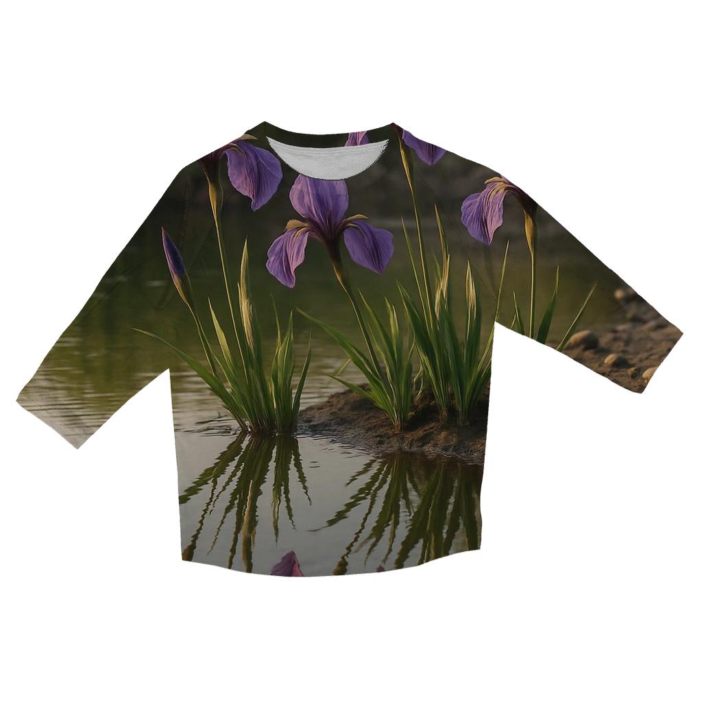 Riverbank Iris Reflection designer 3/4 sleeve blouses