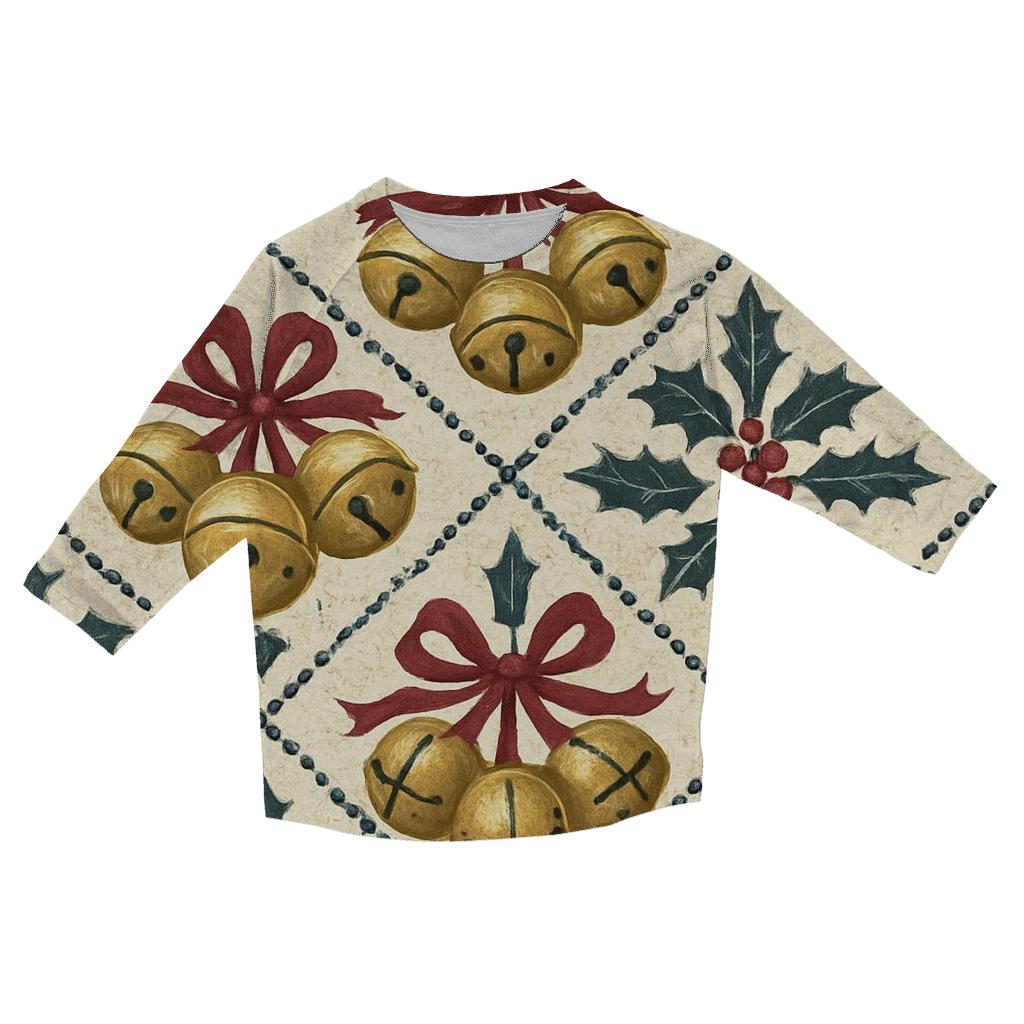 Sleigh Bell Crisscross Design printed three quarter sleeve shirts