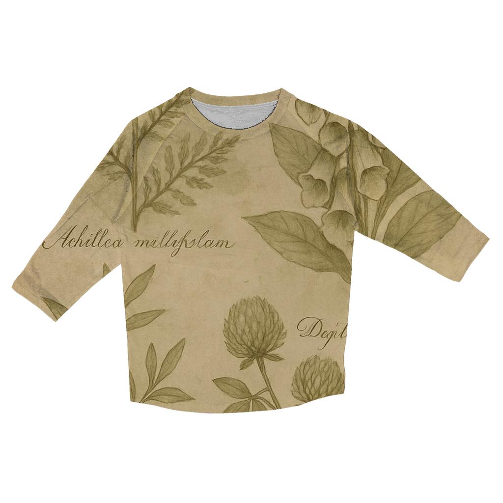 Sepia Botanical Illustration fashion 3/4 sleeve shirts