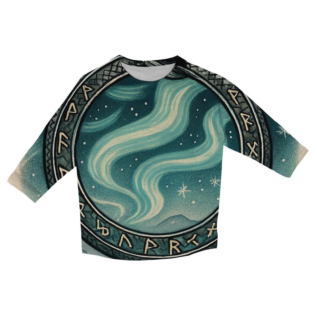 Runic Aurora Ouroboros Shield personalized 3/4 sleeve tees