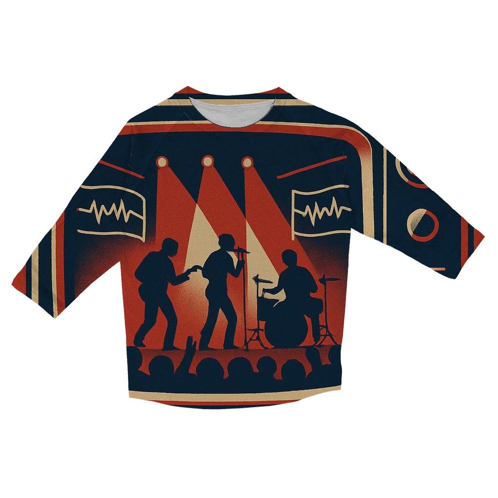 Retro TV Soundstage printed three quarter sleeve shirts