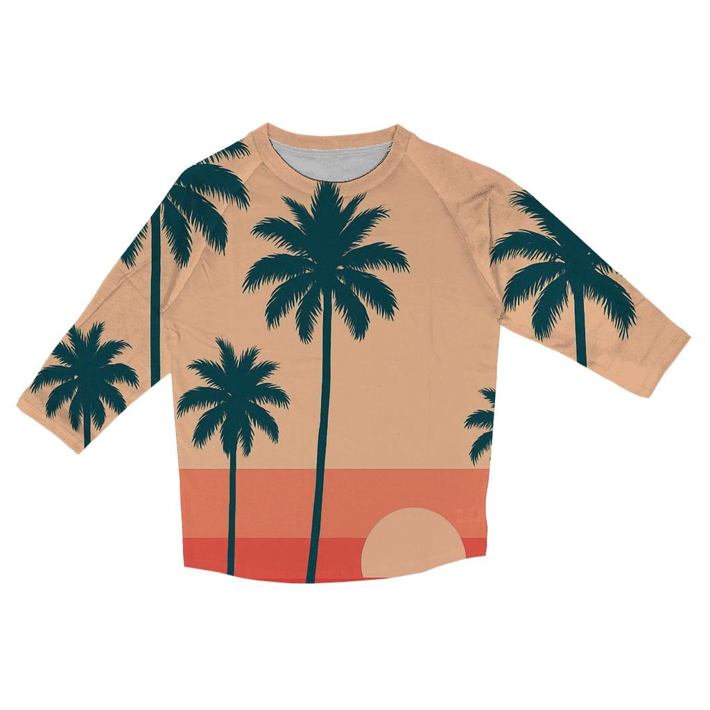 Sunset Palm Stripes custom 3/4 sleeve shirts
