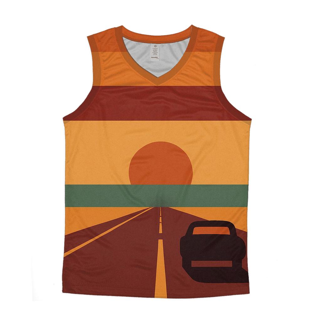 Retro Sunset Stripes personalized athletic tanks