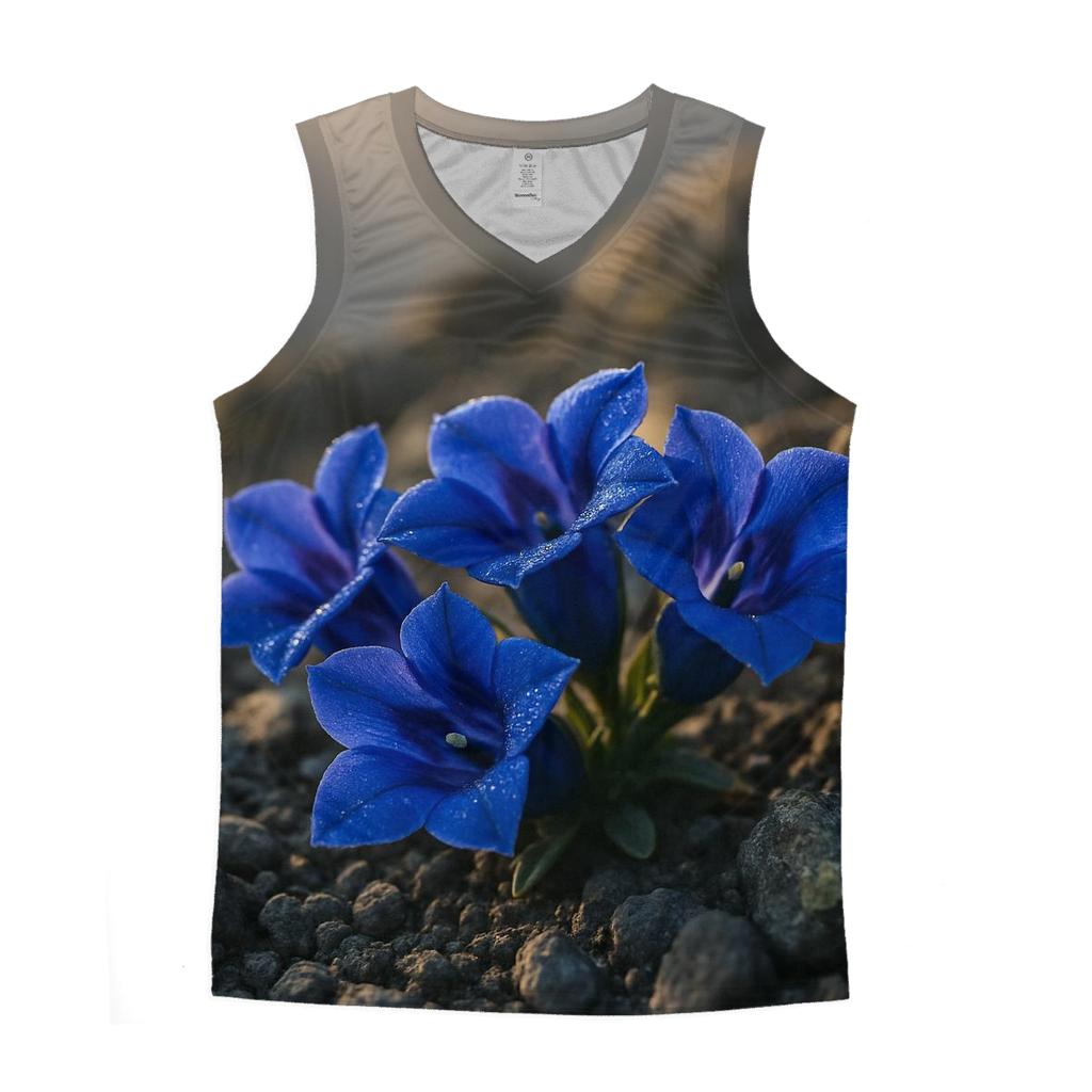 Sunlit Alpine Gentian Cluster trendy fitted tank tops