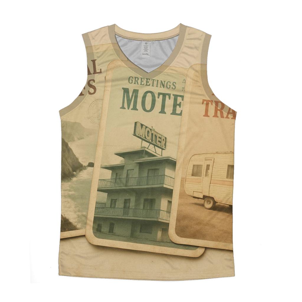 Vintage Travel Postcard Set graphic print tank tops