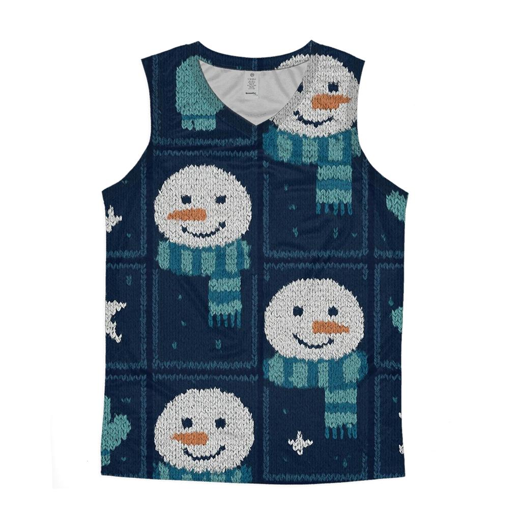 Snowman Scarf Grid Design graphic print tank tops