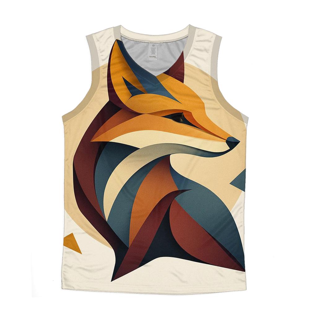 Abstract Geometry Fox graphic print tank tops
