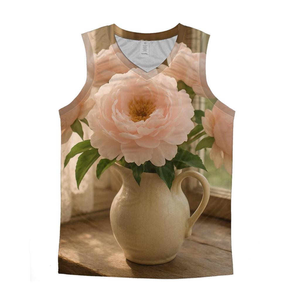 Heirloom Peony Vase Study cotton sleeveless tops