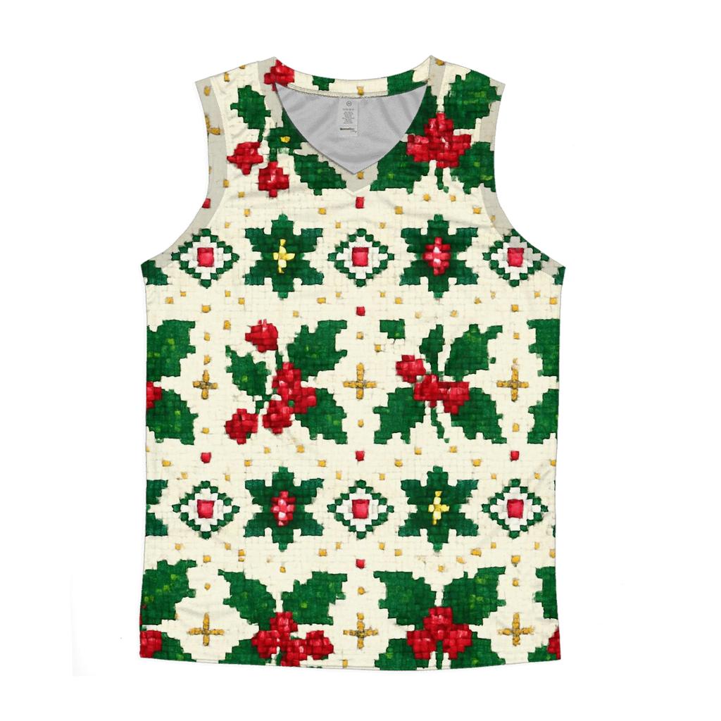 Holly Berry Dot Matrix Design graphic print tank tops