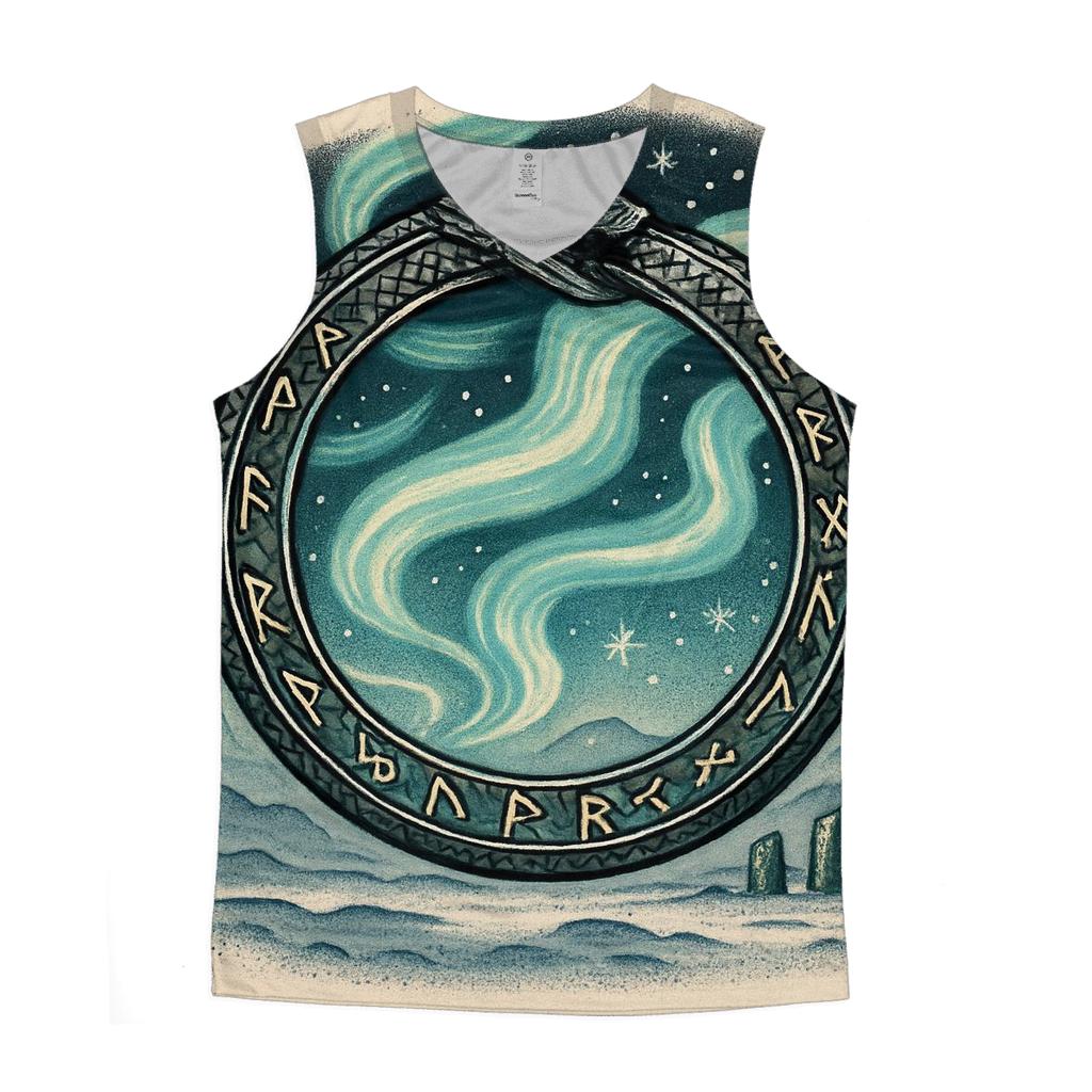 Runic Aurora Ouroboros Shield personalized athletic tanks