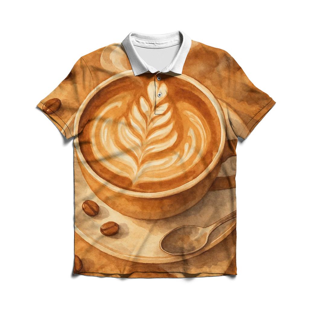 Latte Swirl Bloom casual sports polo shirts