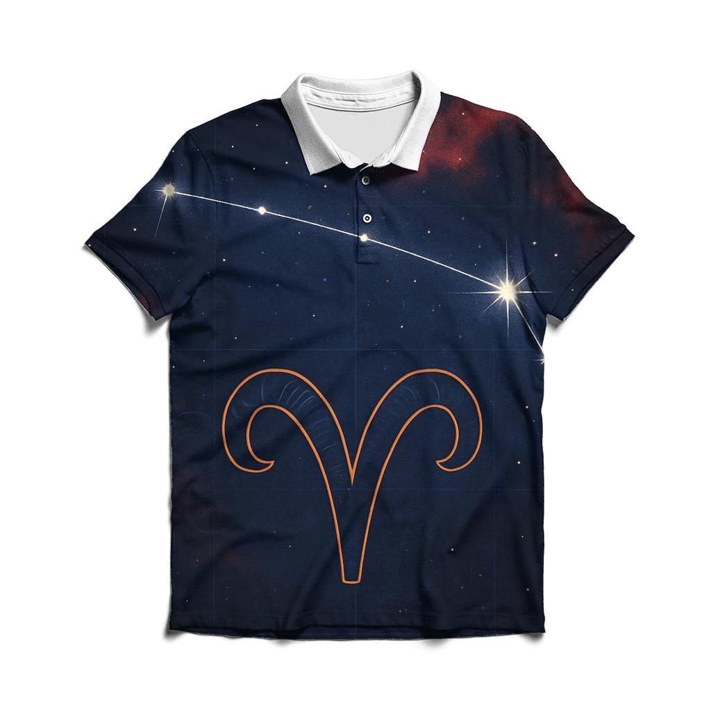 Celestial Aries Constellation Map custom polo shirts