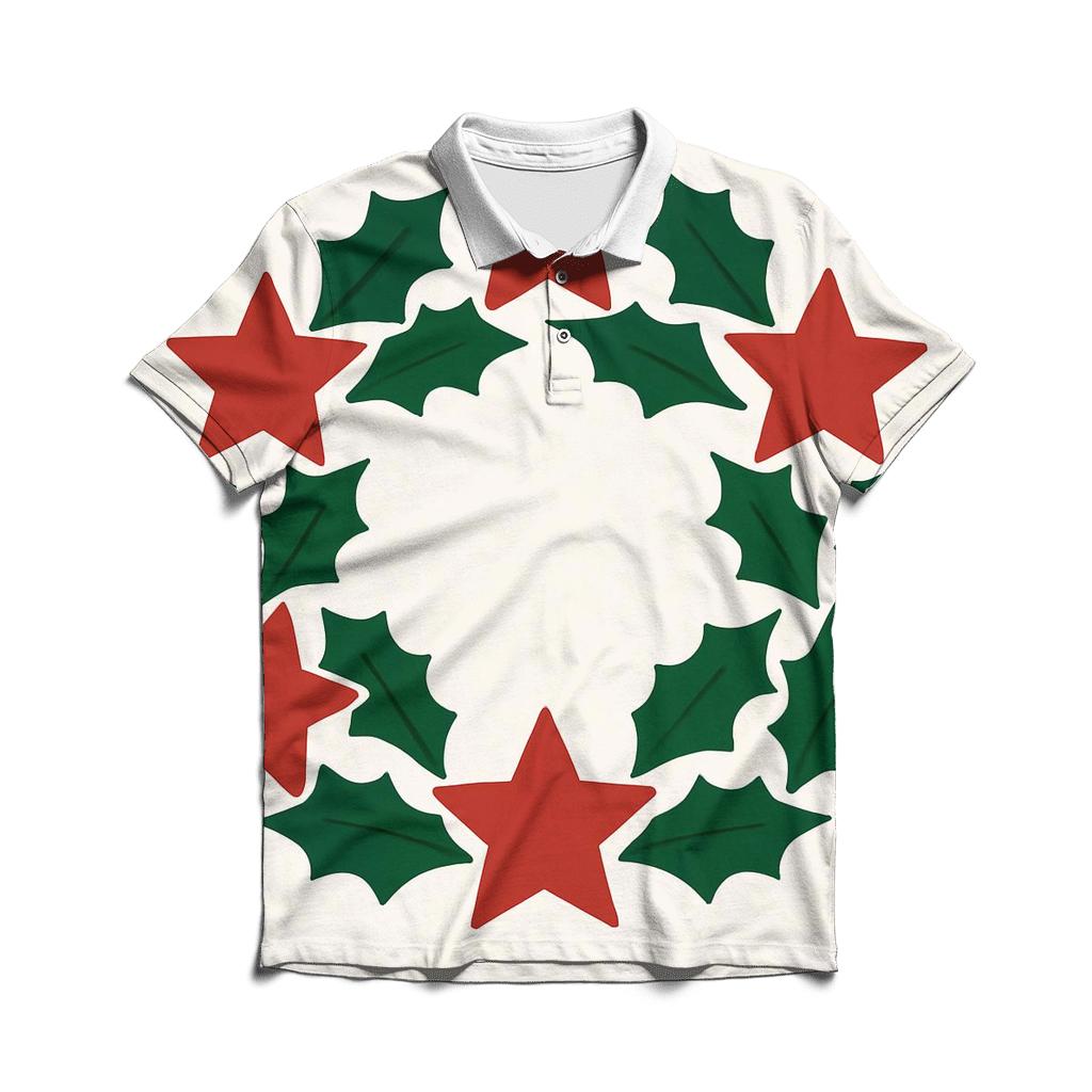 Starlit Wreath embroidered polo tops