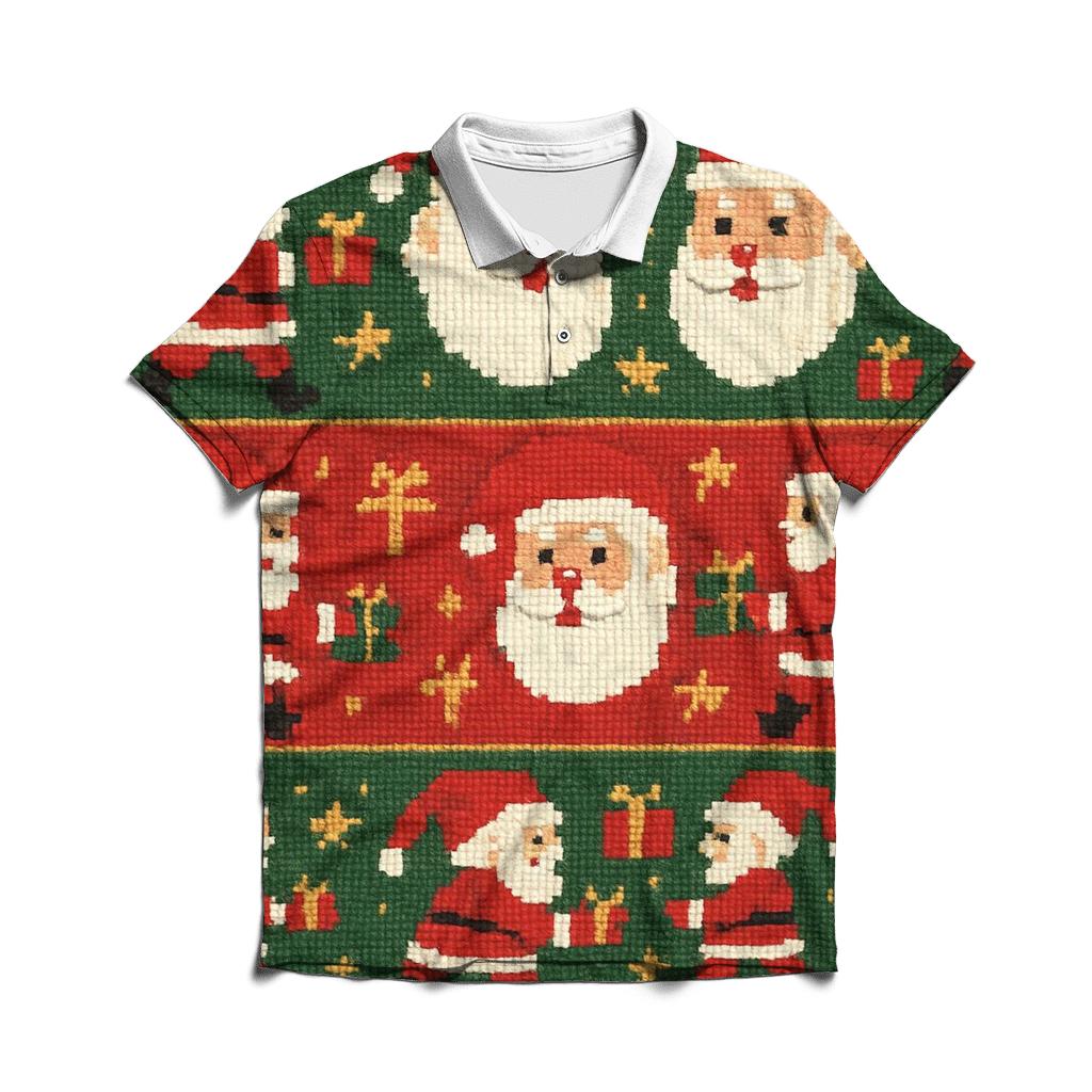 Pixel Santa Parade Design premium cotton polo shirts