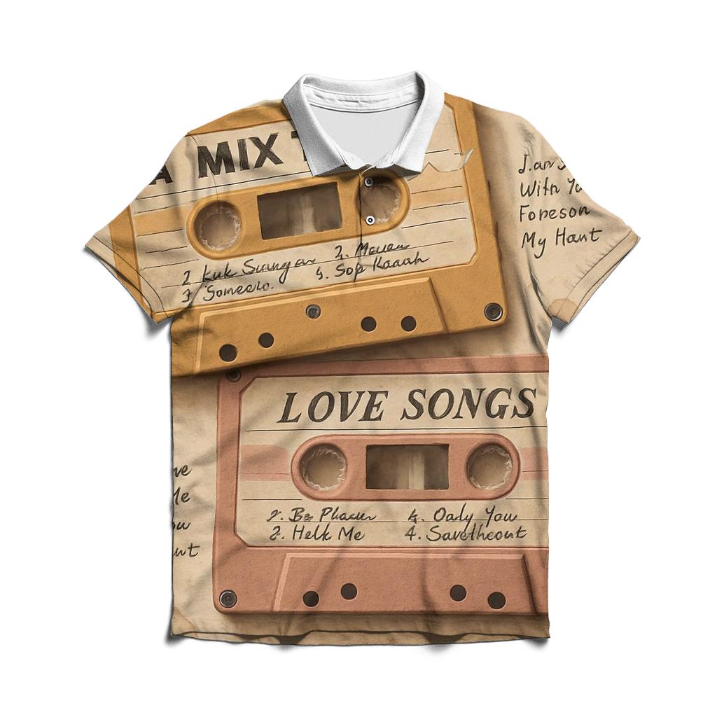 Retro Cassette Tape Collage personalized polo shirts