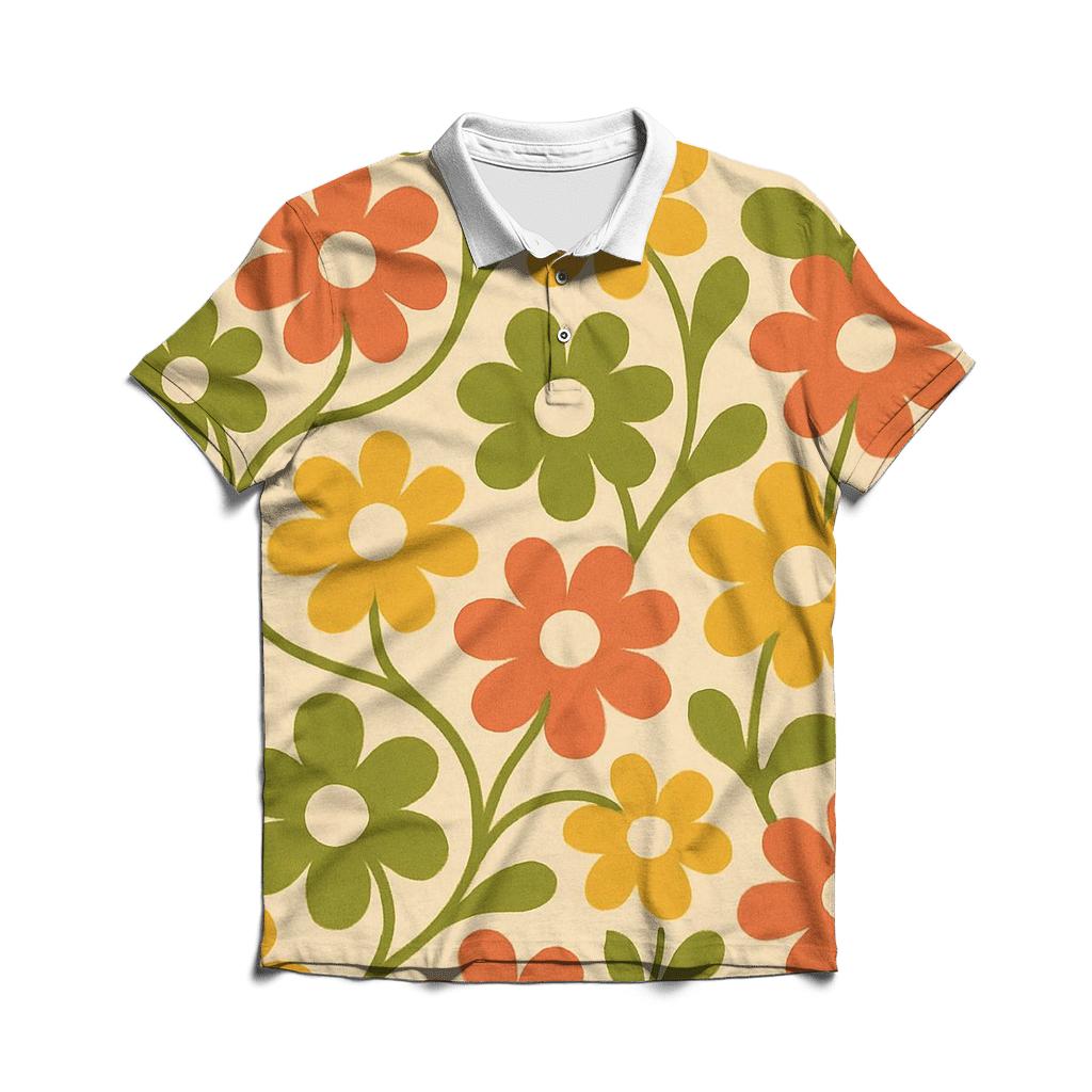 Groovy Flower Medley custom polo shirts