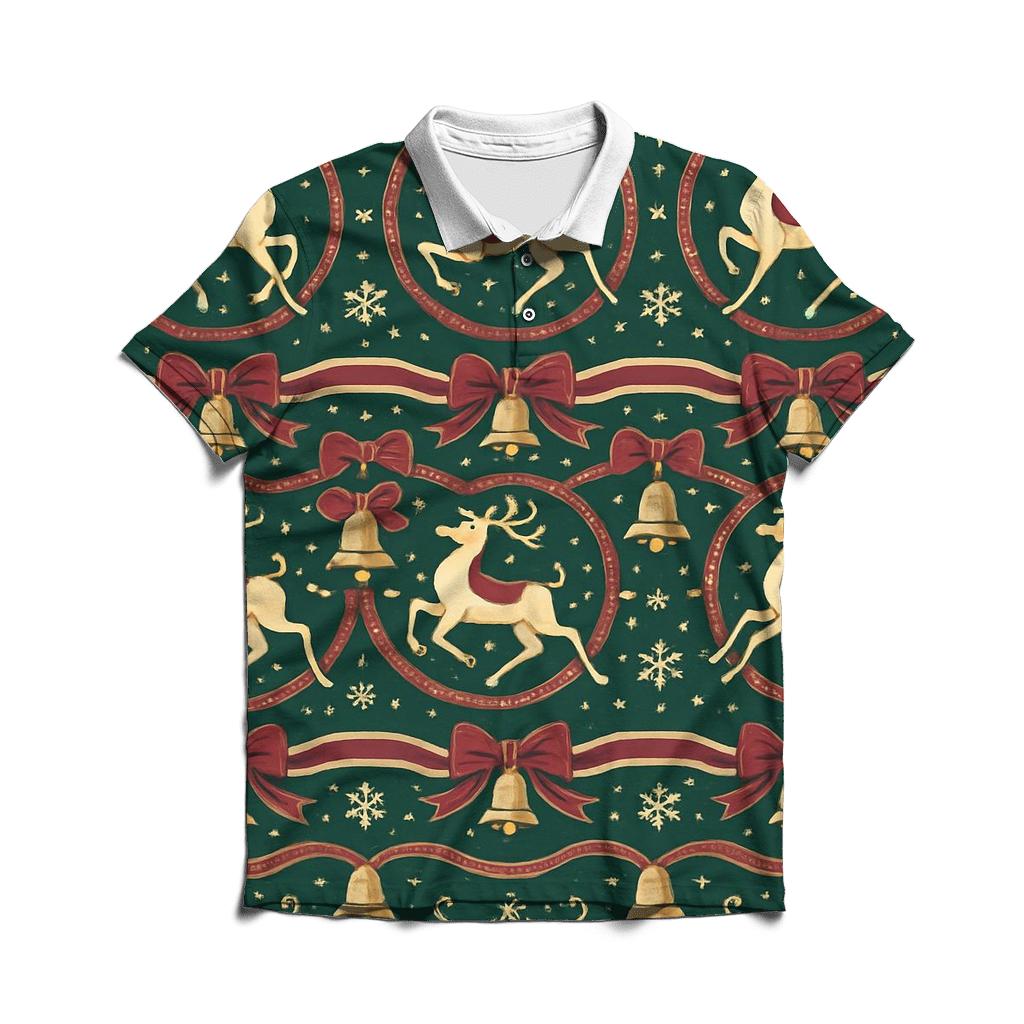 Kitschy Reindeer Carousel Design designer slim fit polos