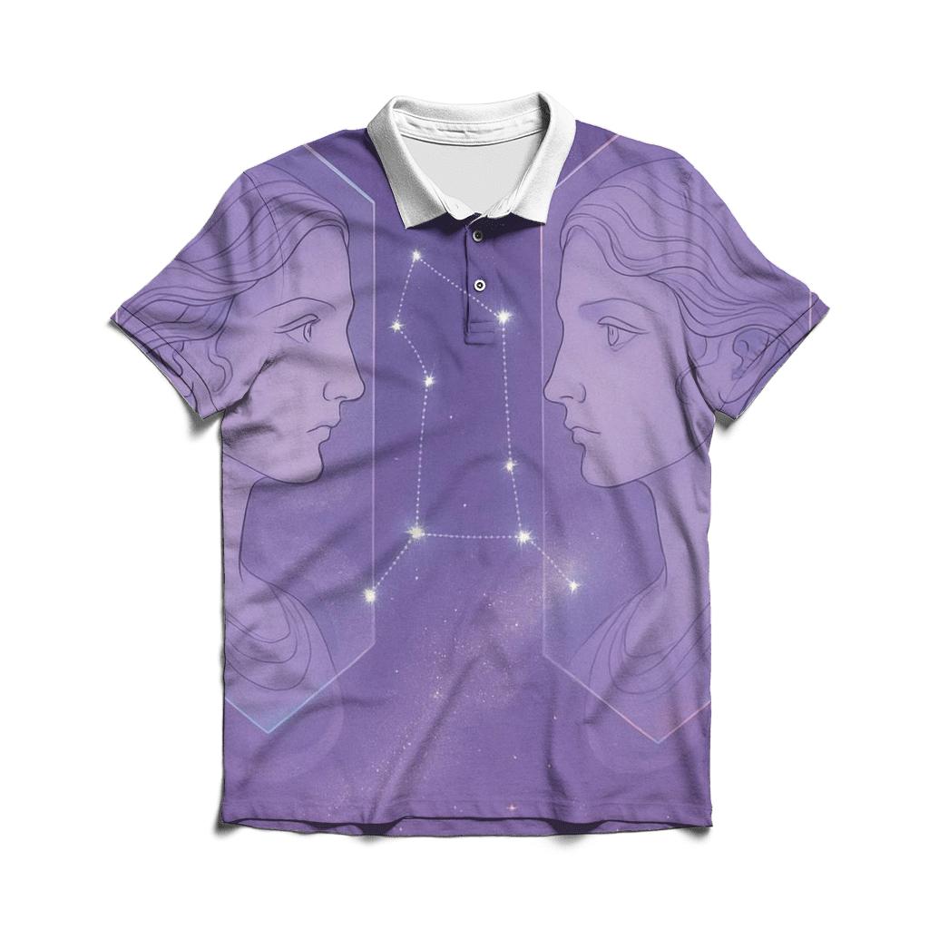Ethereal Gemini Twin Portrait custom polo shirts
